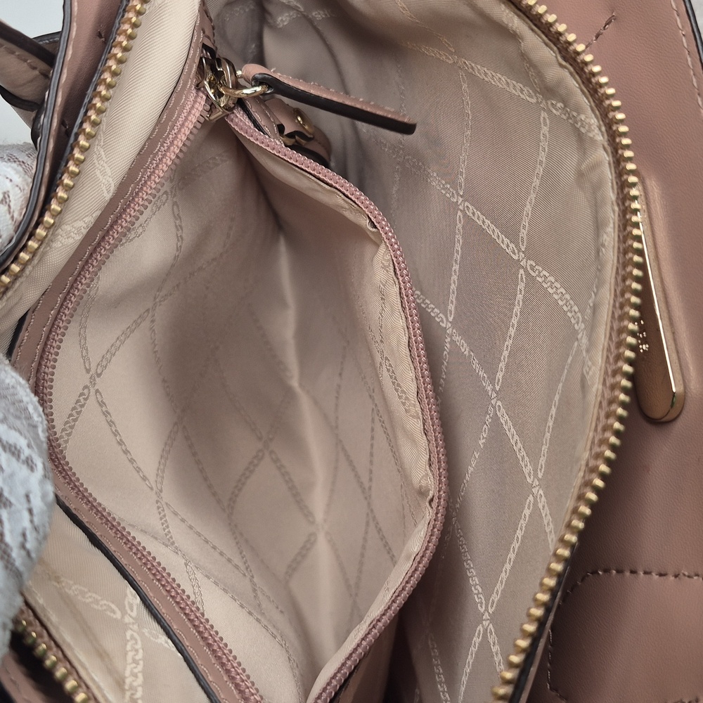 Michael Kors Mercer Blush Pink Tanish Tote with Bear Charm - Picture 15 of 17